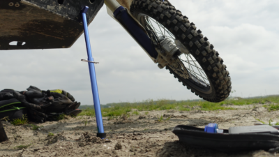 Rolling Mavericks Ultralight Enduro Trail front wheel in air